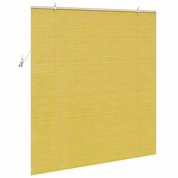 Gelbes Bambus Rollo mit Vorhängen 150x160cm