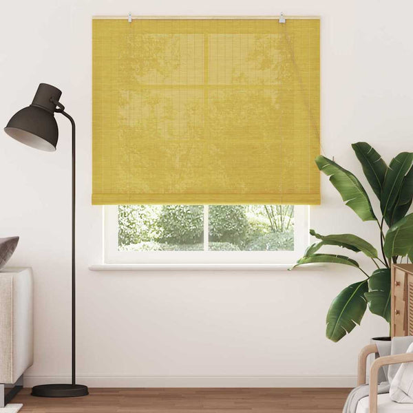 Gelbes Bambus Rollo mit Vorhängen 150x220cm