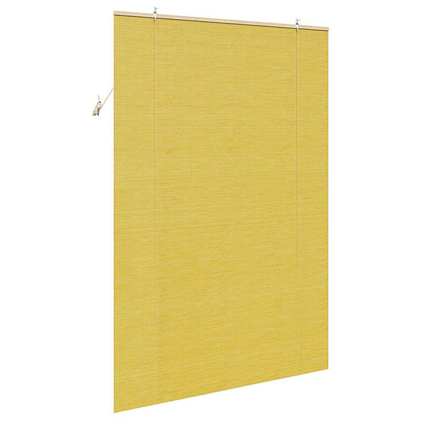 Gelbes Bambus Rollo mit Vorhängen 150x220cm