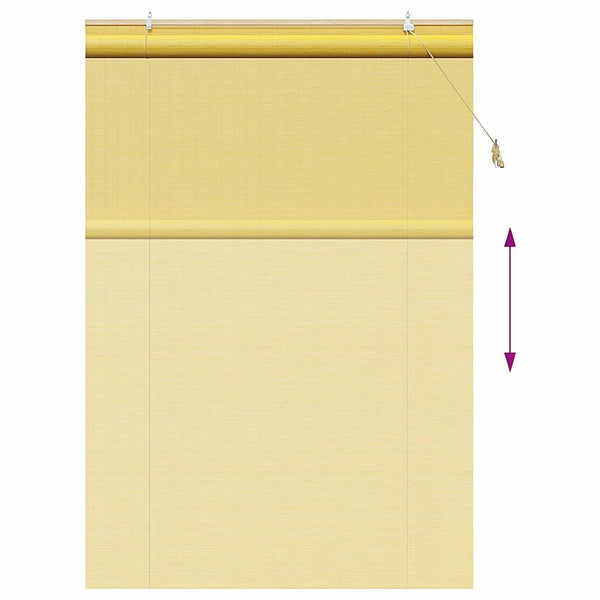 Gelbes Bambus Rollo mit Vorhängen 150x220cm