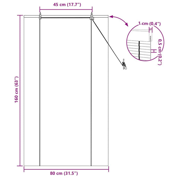 Bambus Rollo mit Vorhängen Natur 80x160cm