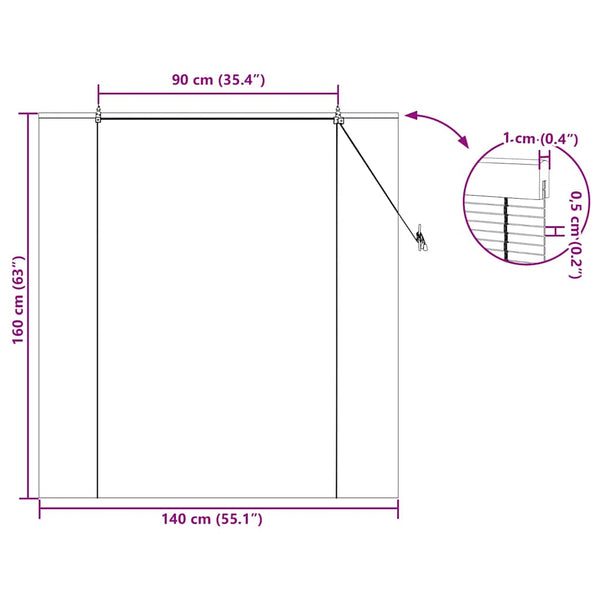 Bambus Rollo mit Vorhängen Natur 140x160cm