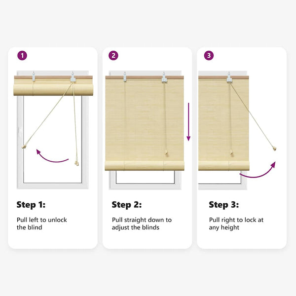 Bambus Rollo mit Vorhängen Natur 140x220cm