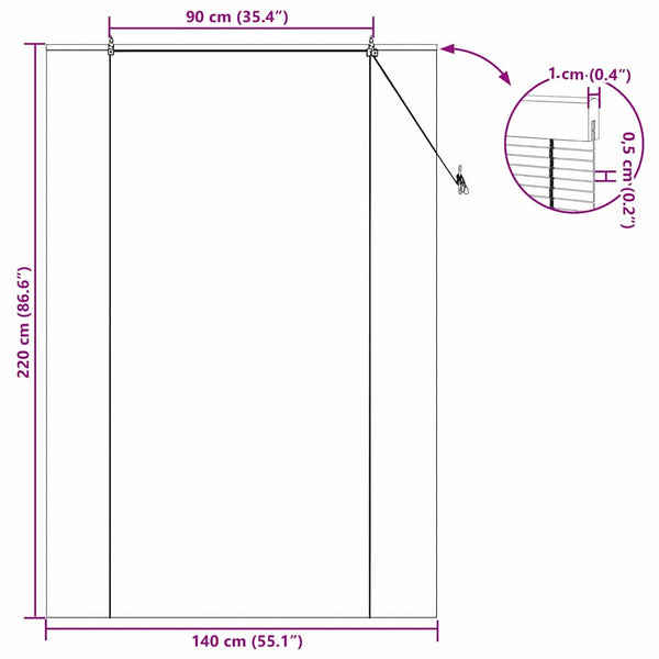 Bambus Rollo mit Vorhängen Natur 140x220cm