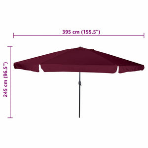 Bordeauxroter Garten-Sonnenschirm 394 cm