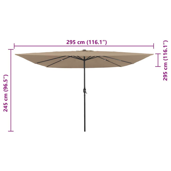 Quadratischer Garten-Sonnenschirm Taupe 295cm