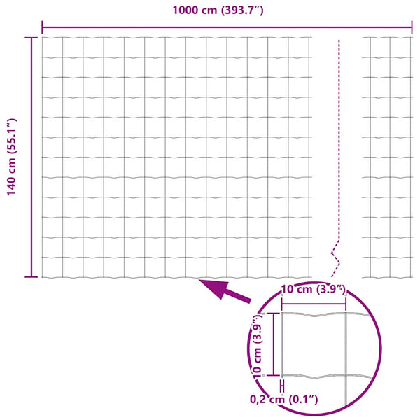 Eurozaun Grün PVC-beschichtet 1,4x10m