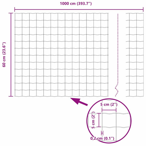 Eurozaun Grau, PVC-beschichtet, 0,6 x 10 m