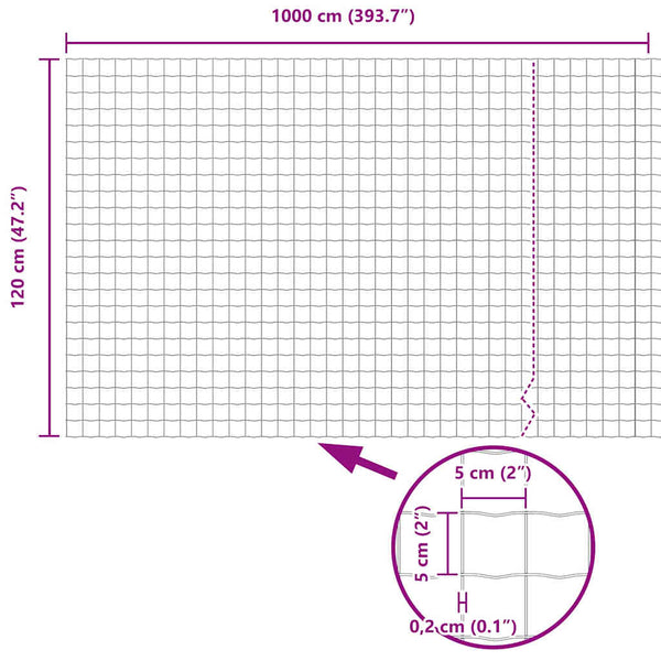 Eurozaun Grau, PVC-beschichtet, 1,2 x 10 m