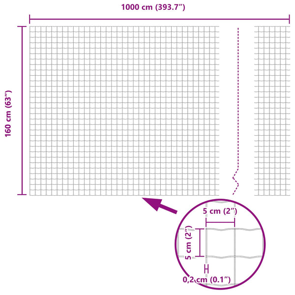 Eurozaun Grau 1,6x10 m PVC-beschichtet