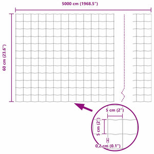 Grauer Eurozaun, 0,6 x 50 m, PVC-beschichtet