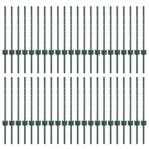 Zaunpfosten Grün 100 cm Stahl 44 Stk.