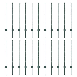 Zaunpfosten Grün Stahl 140 cm, 22 Stk.