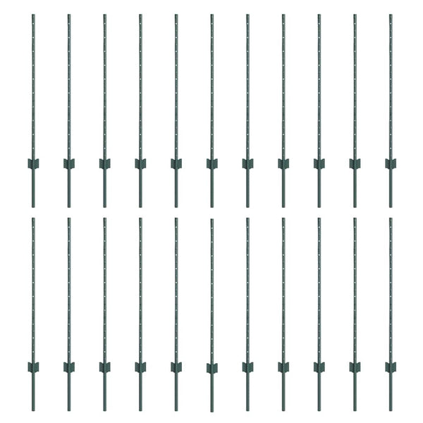 Zaunpfosten Grün Stahl 140 cm, 22 Stk.