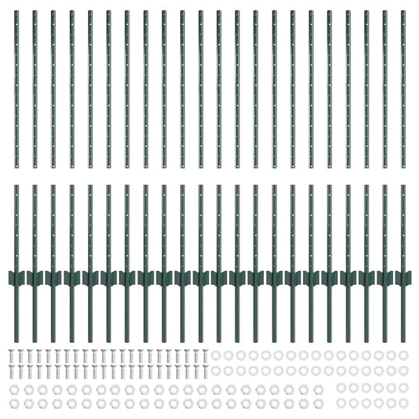 Zaunpfosten Grün Stahl 140 cm, 22 Stk.