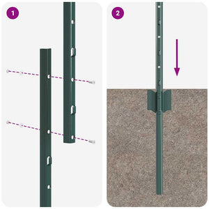 Zaunpfosten Grün Stahl 140 cm, 22 Stk.