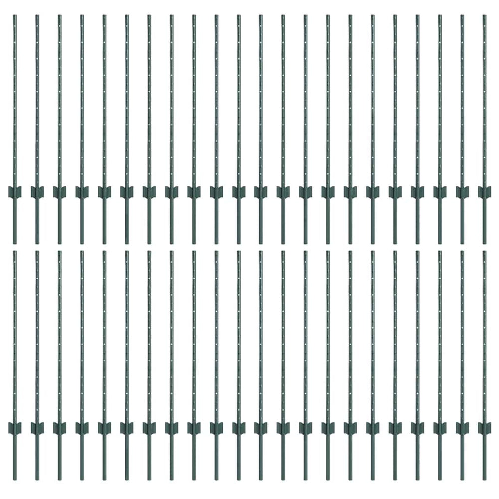 Zaunpfosten Grün Stahl 140cm - 44er Set