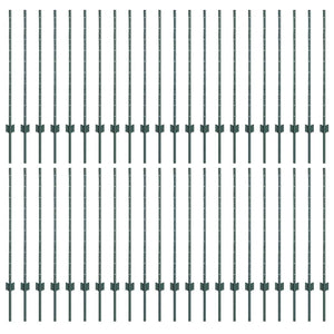 Zaunpfosten Grün Stahl 140cm - 44er Set