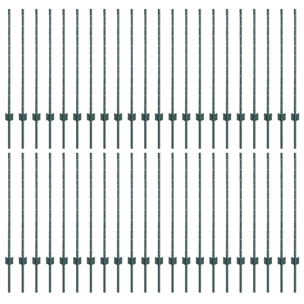 Zaunpfosten Grün Stahl 140cm - 44er Set