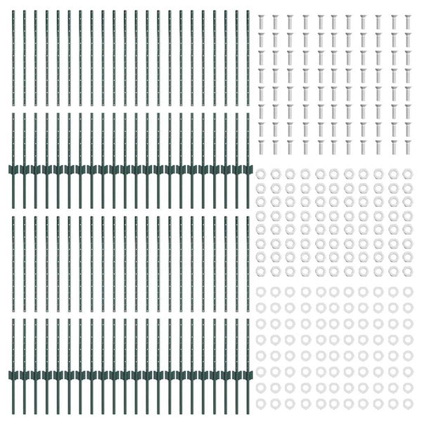 Zaunpfosten Grün Stahl 140cm - 44er Set