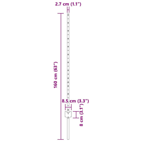 Zaunpfosten Grün 160cm, 44er Set