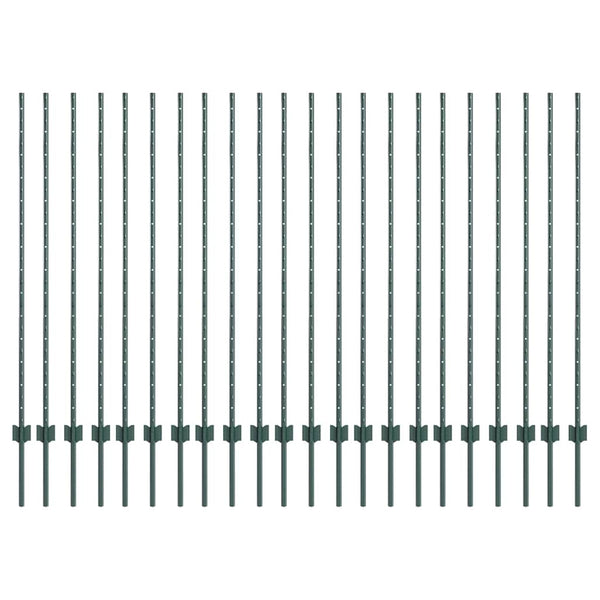 Zaunpfosten Grün Stahl 180 cm, 22 Stk.