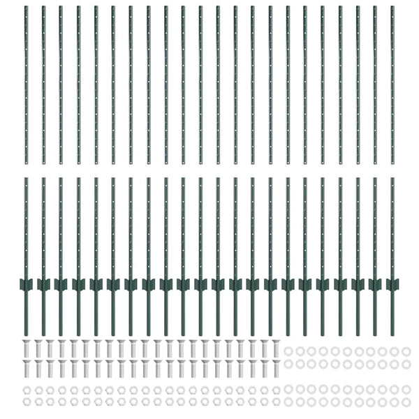 Zaunpfosten Grün Stahl 180 cm, 22 Stk.