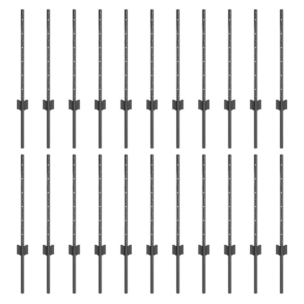 Zaunpfosten Stahl Grau 100 cm, 22 Stk.