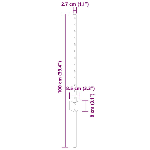 Zaunpfosten Stahl Grau 100 cm, 22 Stk.