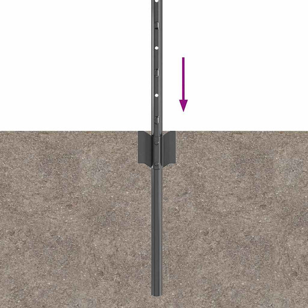 Zaunpfosten Grau 100 cm Stahl, 44 Stk.