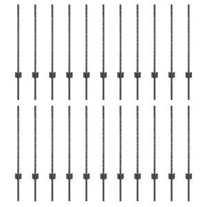 Zaunpfosten Grau Stahl 120cm - 22er Set