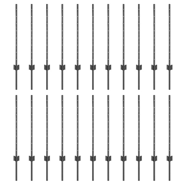 Zaunpfosten Grau Stahl 120cm - 22er Set