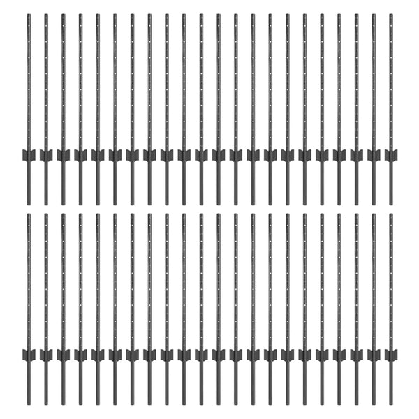 Zaunpfosten Grau Stahl 120 cm 44 Stk