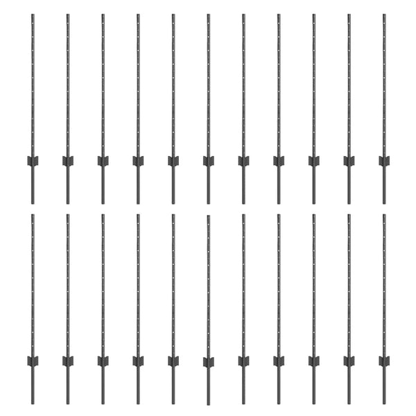 Zaunpfosten Stahl Grau 140 cm - 22er Set
