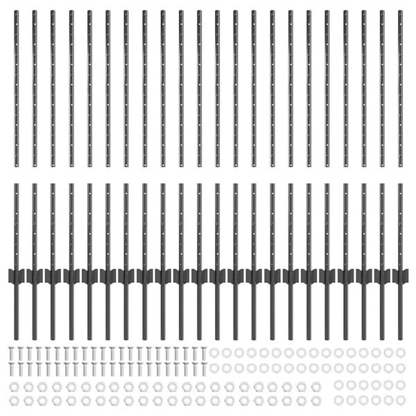 Zaunpfosten Stahl Grau 140 cm - 22er Set