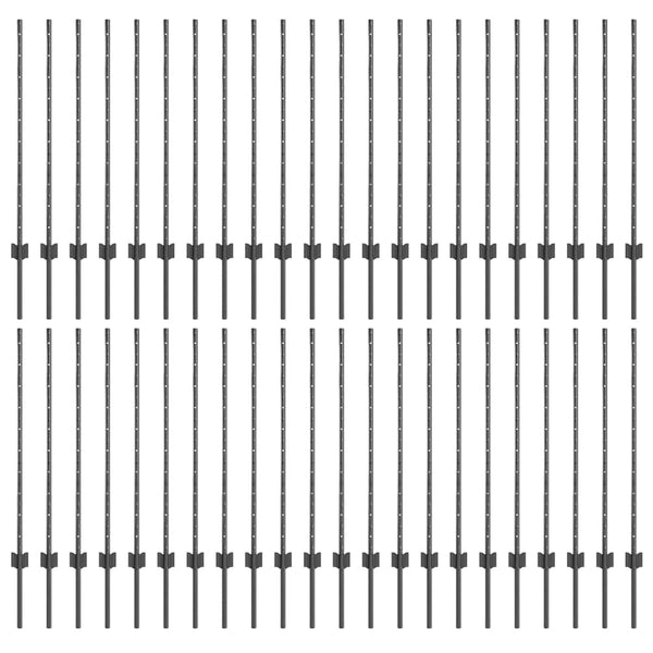 Stahl Zaunpfosten Grau 140 cm, 44 Stk