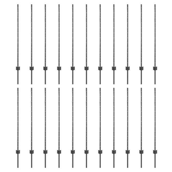 Zaunpfosten 22er Set Grau Stahl 160cm