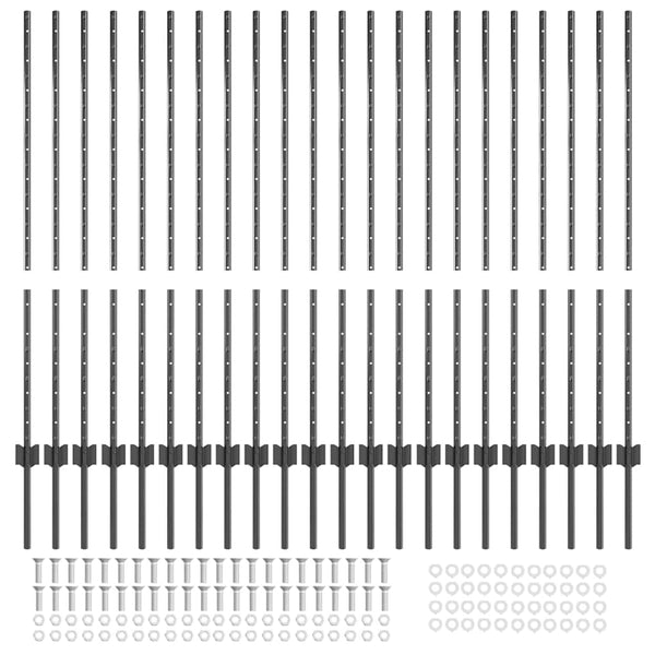 Zaunpfosten 22er Set Grau Stahl 160cm