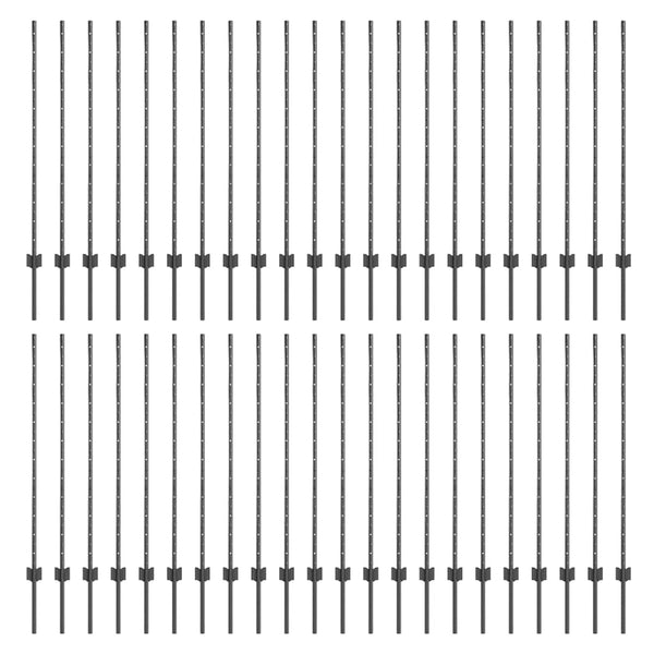 Zaunpfosten Stahl Grau 160cm - 44er Set