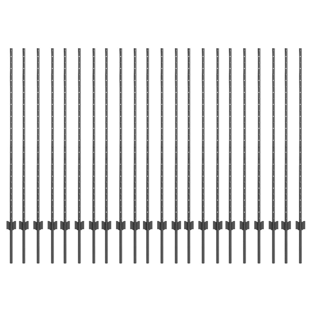 Zaunpfosten Grau Stahl 180cm, 22er Set