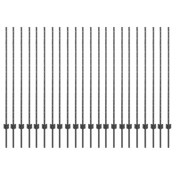 Zaunpfosten Grau Stahl 180cm, 22er Set