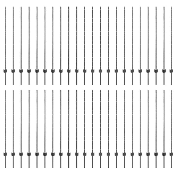 Zaunpfosten Grau Stahl 180cm 44er-Set
