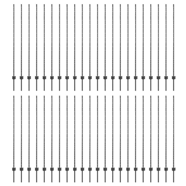 Zaunpfosten 44er Set Grau Stahl 200cm