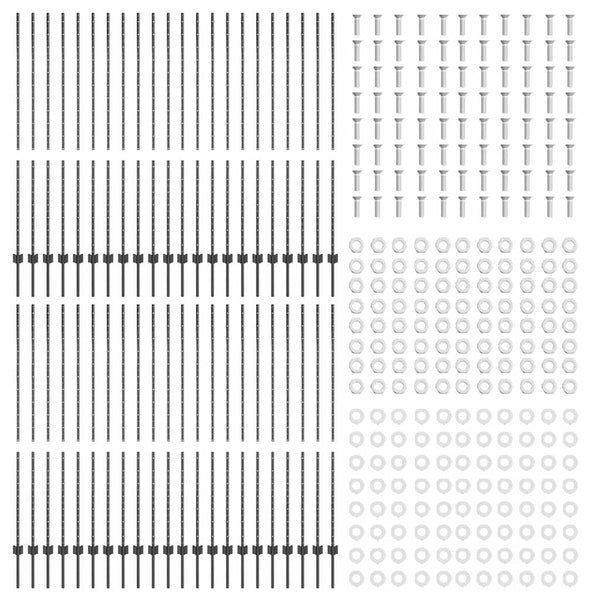 Zaunpfosten 44er Set Grau Stahl 200cm