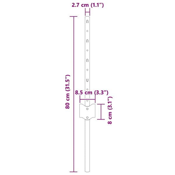 Zaunpfosten Silber 80 cm, 22 Stk.