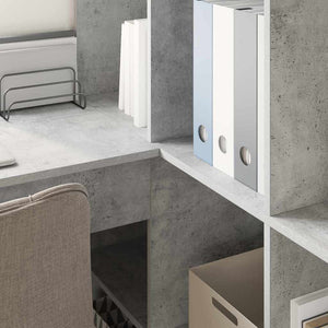 Eckschreibtisch mit Regal Beton Grau