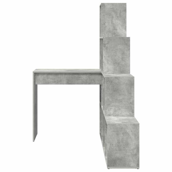 Eckschreibtisch mit Regal Beton Grau