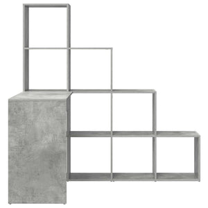 Eckschreibtisch mit Regal Beton Grau