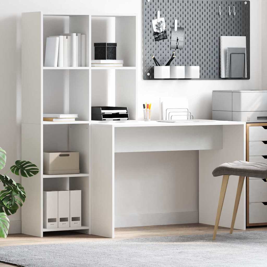 Schreibtisch mit Regal Weiß 138,5 cm