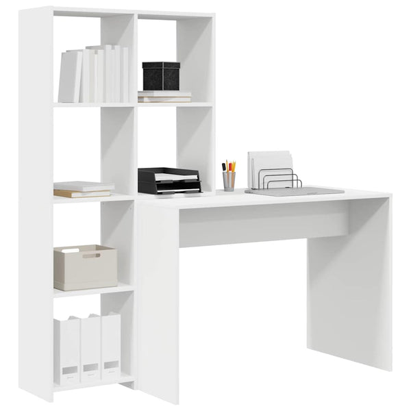 Schreibtisch mit Regal Weiß 138,5 cm